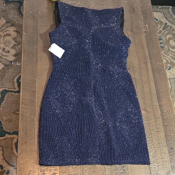 NWT Large Fitted Bodycon Midnight Glitter Dress Party Cocktail Stretchy Holiday - Picture 6 of 8